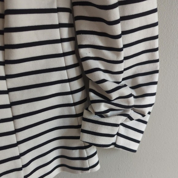 Christian Siriano Womens Black Striped Ruched Sleeves Pocket Blazer Coat Size M - Picture 8 of 8